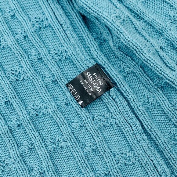 POL | vintage style Women's Blue Cable Knit oversized cardigan Sweater | large - Picture 4 of 6